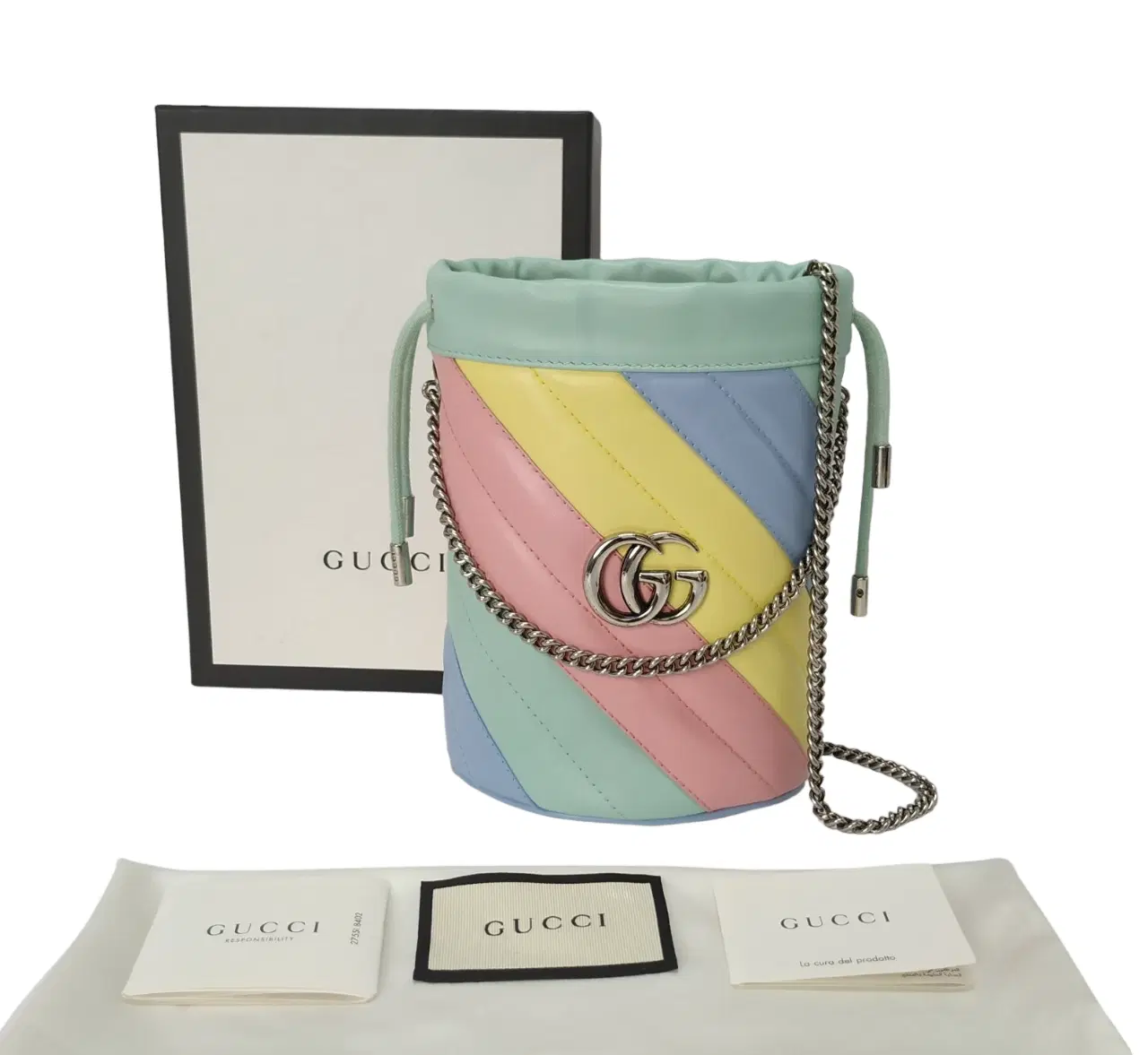 Gucci GG Marmont Matelasse Multicolor Diagonal Mini Bucket Bag