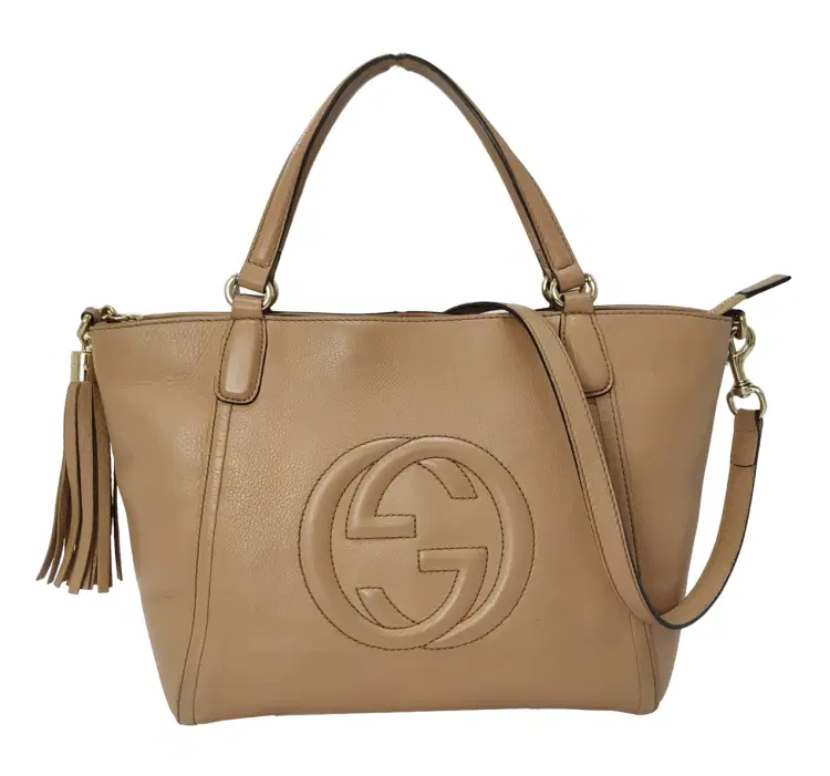 Gucci Beige Pebbled Leather Soho Working Tote-Hover-Image