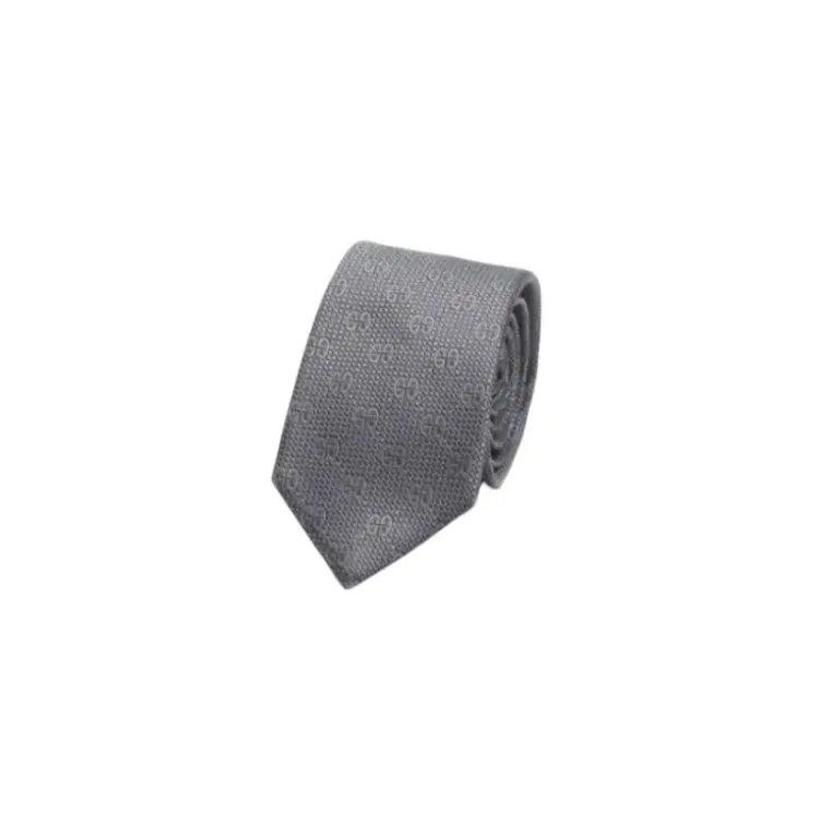 Gucci GG Pattern Silk Grey Tie-Hover-Image