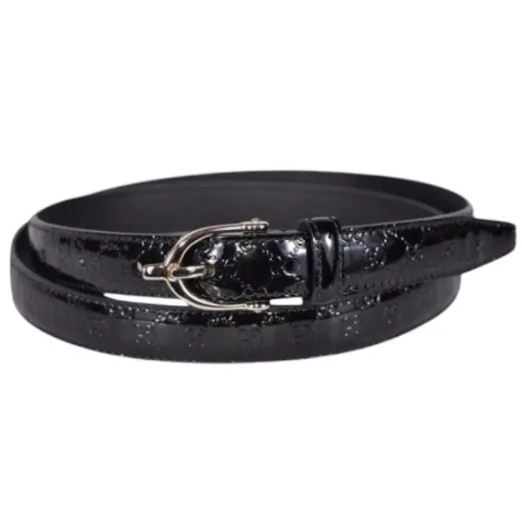 Gucci Black Patent Leather Logo Belt-Hover-Image