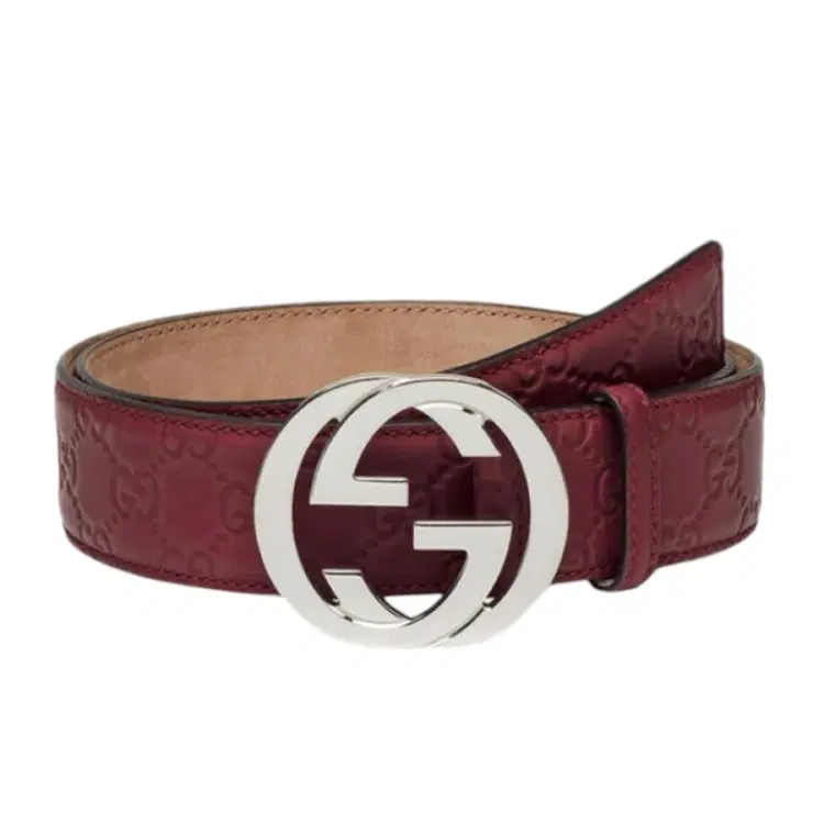 Gucci Interlocking G Buckle Leather Red Belt-Hover-Image