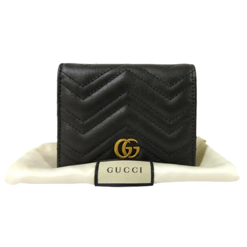 Gucci Black Quilted Leather GG Marmont Card Case