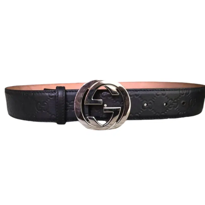 Gucci black guccisima leather interlocking gg buckle belt