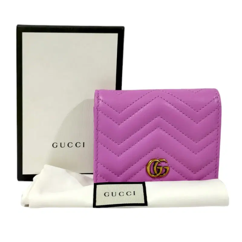 Gucci Pink Quilted Leather GG Marmont Card Case