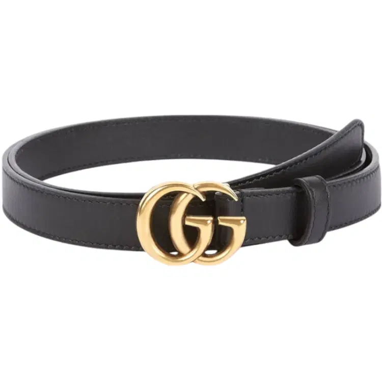 Gucci Women Black Leather Double G Buckle Belt-Hover-Image