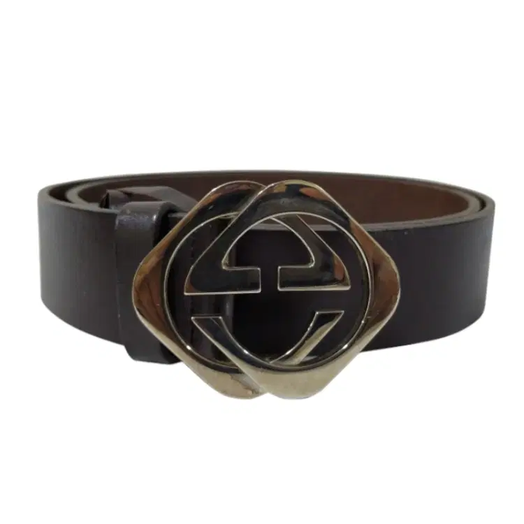 Gucci Silver Diamond GG Black Leather Belt-Hover-Image