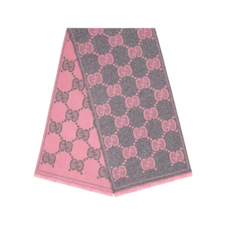 Gucci GG jacquard Dark Grey and Pink Wool Scarf-Hover-Image