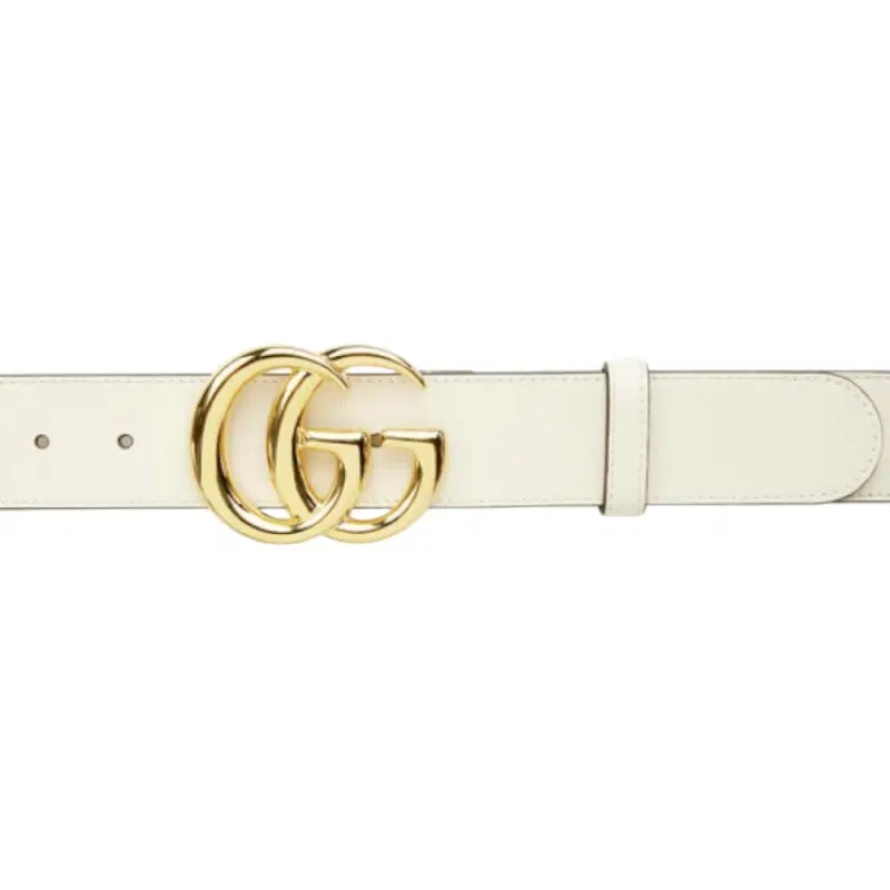 Gucci Double G buckle White Leather Belt