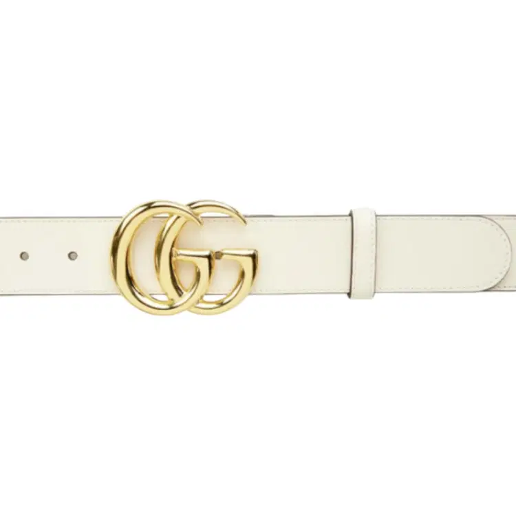 Gucci Double G buckle White Leather Belt-Hover-Image