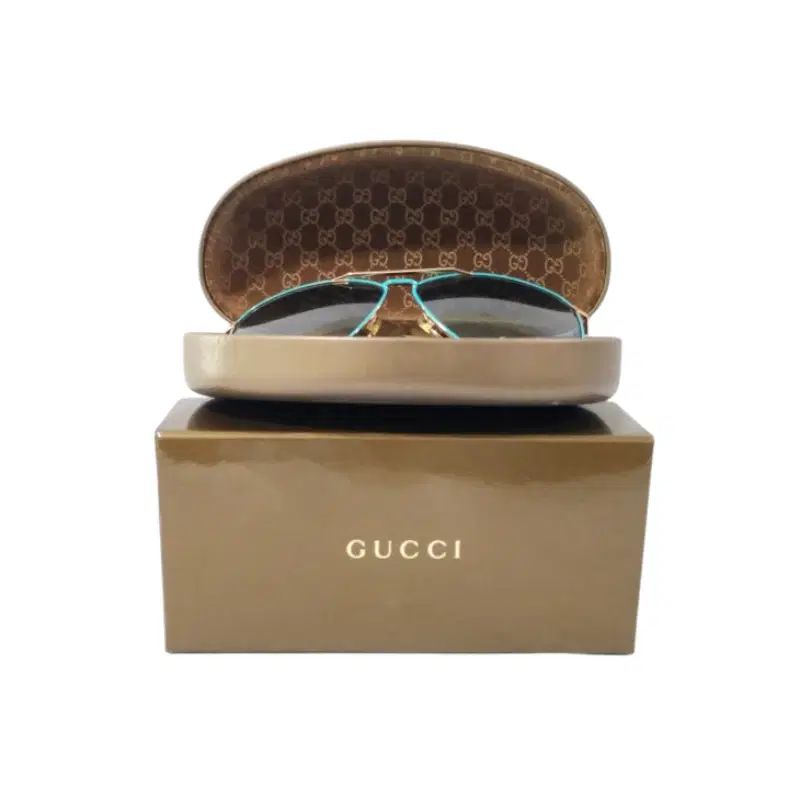 Gucci Turquoise Metal Frame Signature Aviator Sunglasses