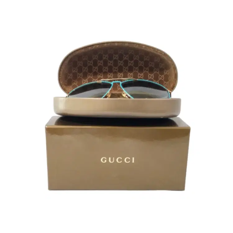 Gucci Turquoise Metal Frame Signature Aviator Sunglasses-Hover-Image