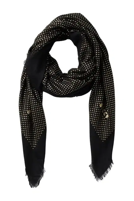 Gucci Modal Cashmere Black Star Print Guccy Scarf