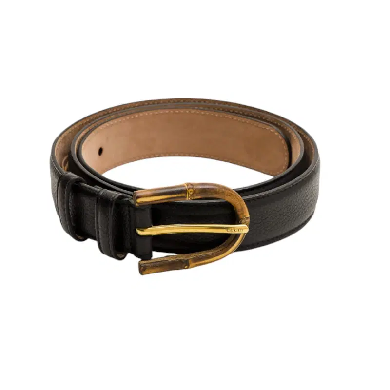 Gucci Black Women's Leather with Bamboo Buckle Belt