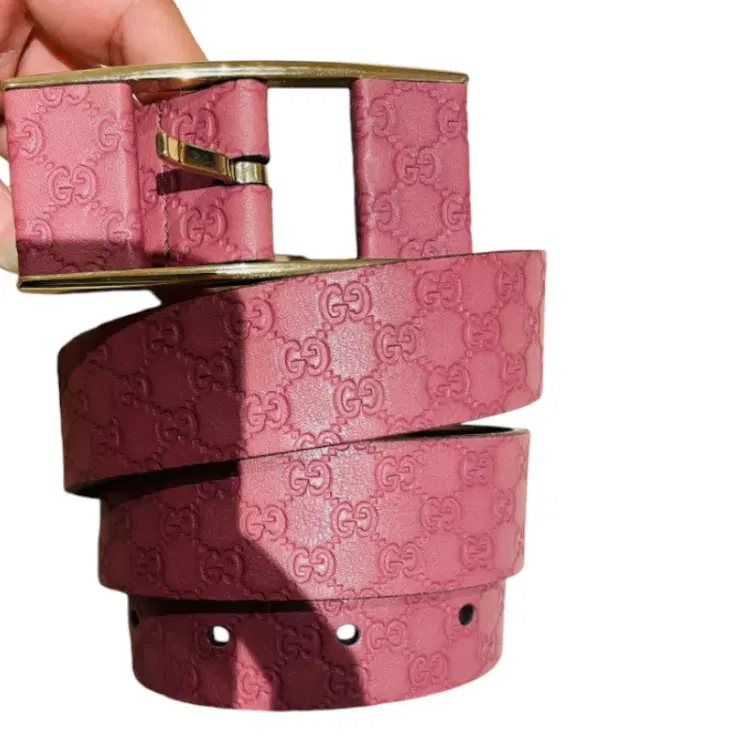 Gucci Pink Microguccissima Leather Belt-Hover-Image