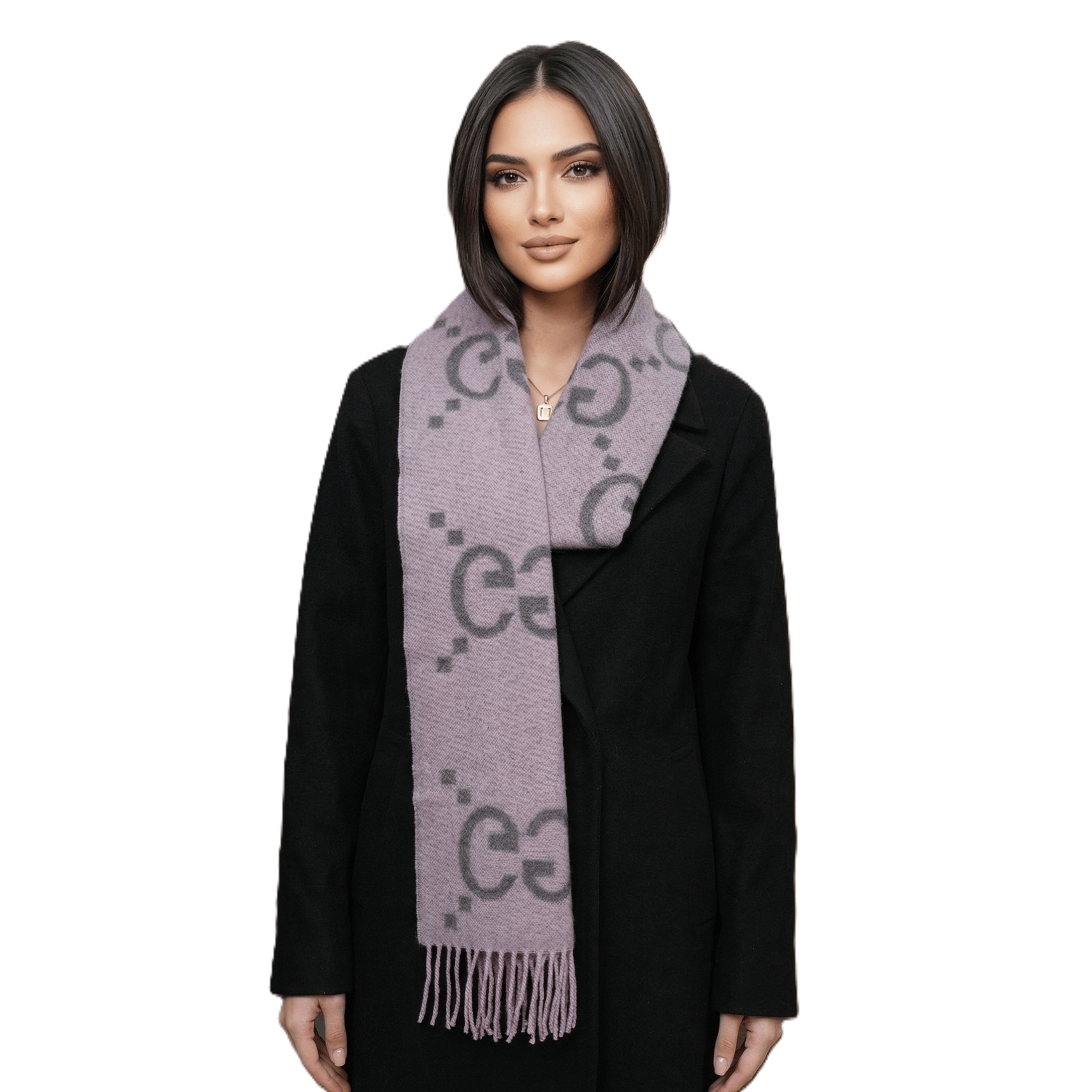 Gucci GG Jacquard Fringed Cashmere Scarf
