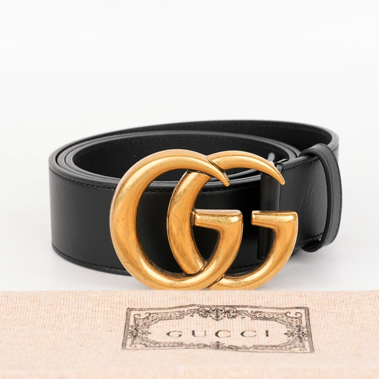Gucci GG Marmont Black Leather Belt, Size 38-Hover-Image