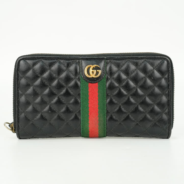Gucci Calfskin Web Trapuntata GG Zip Around Wallet-Hover-Image