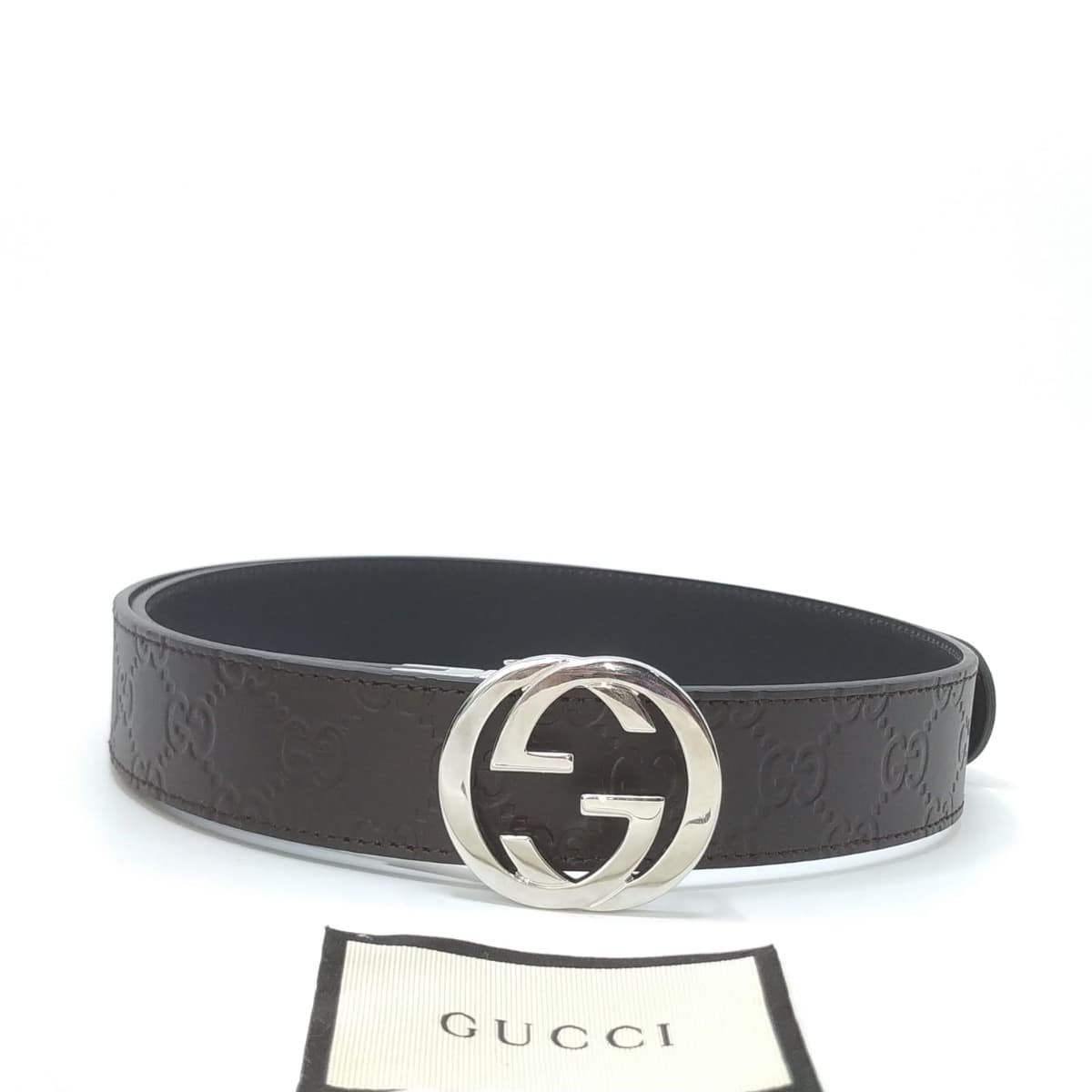 Gucci Reversible Belt with Interlocking G Buckle, Size 40
