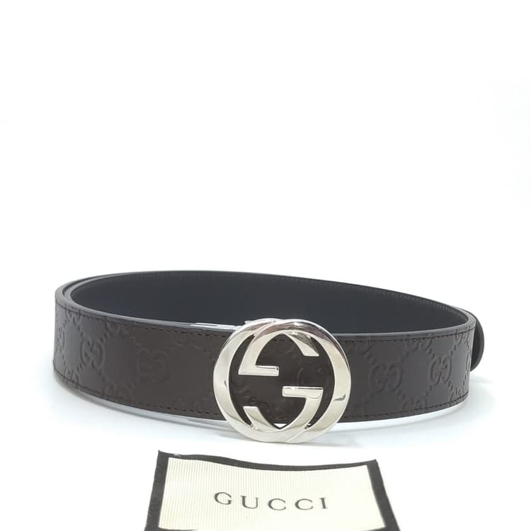 Gucci Reversible Belt with Interlocking G Buckle, Size 40-Hover-Image