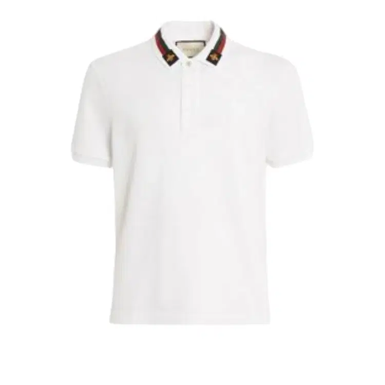 Gucci White Bee Web Classic Fit Polo-Hover-Image