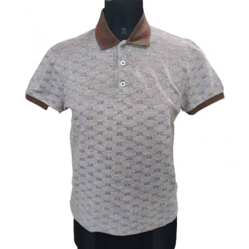 Gucci GG Print Brown Short Sleeve Polo T- Shirt
