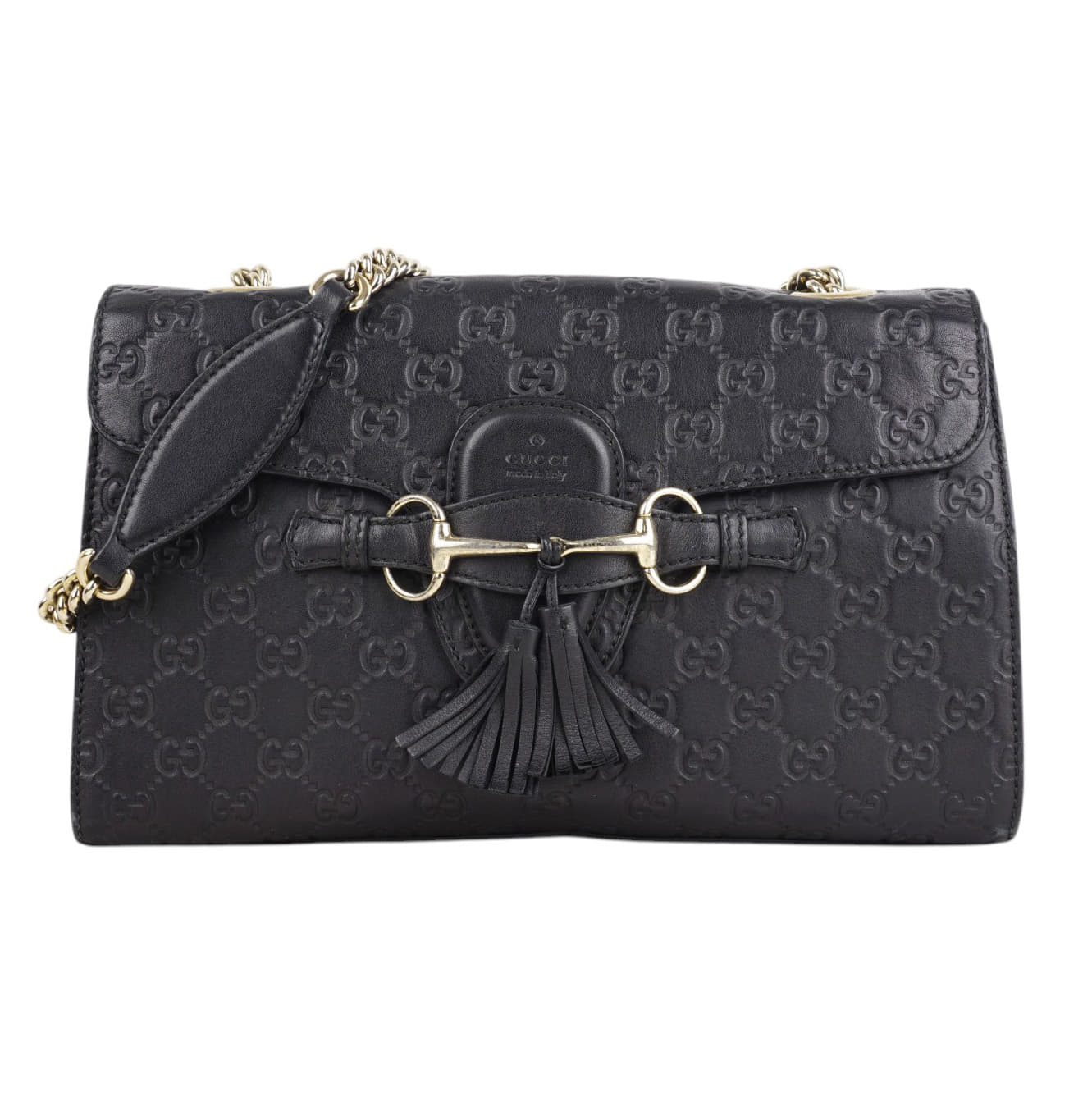 Gucci Black Emily Guccissima Leather Chain Shoulder Bag