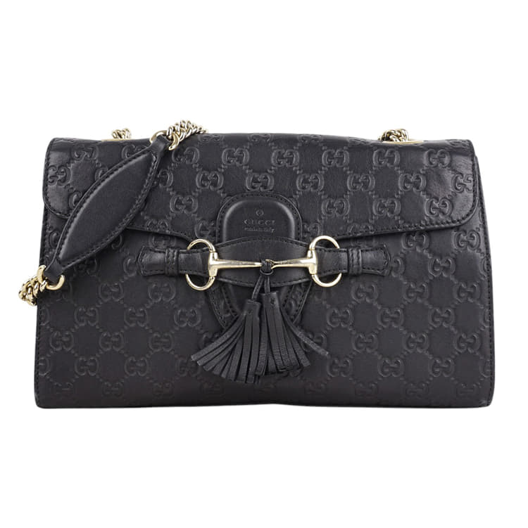 Gucci Black Emily Guccissima Leather Chain Shoulder Bag-Hover-Image