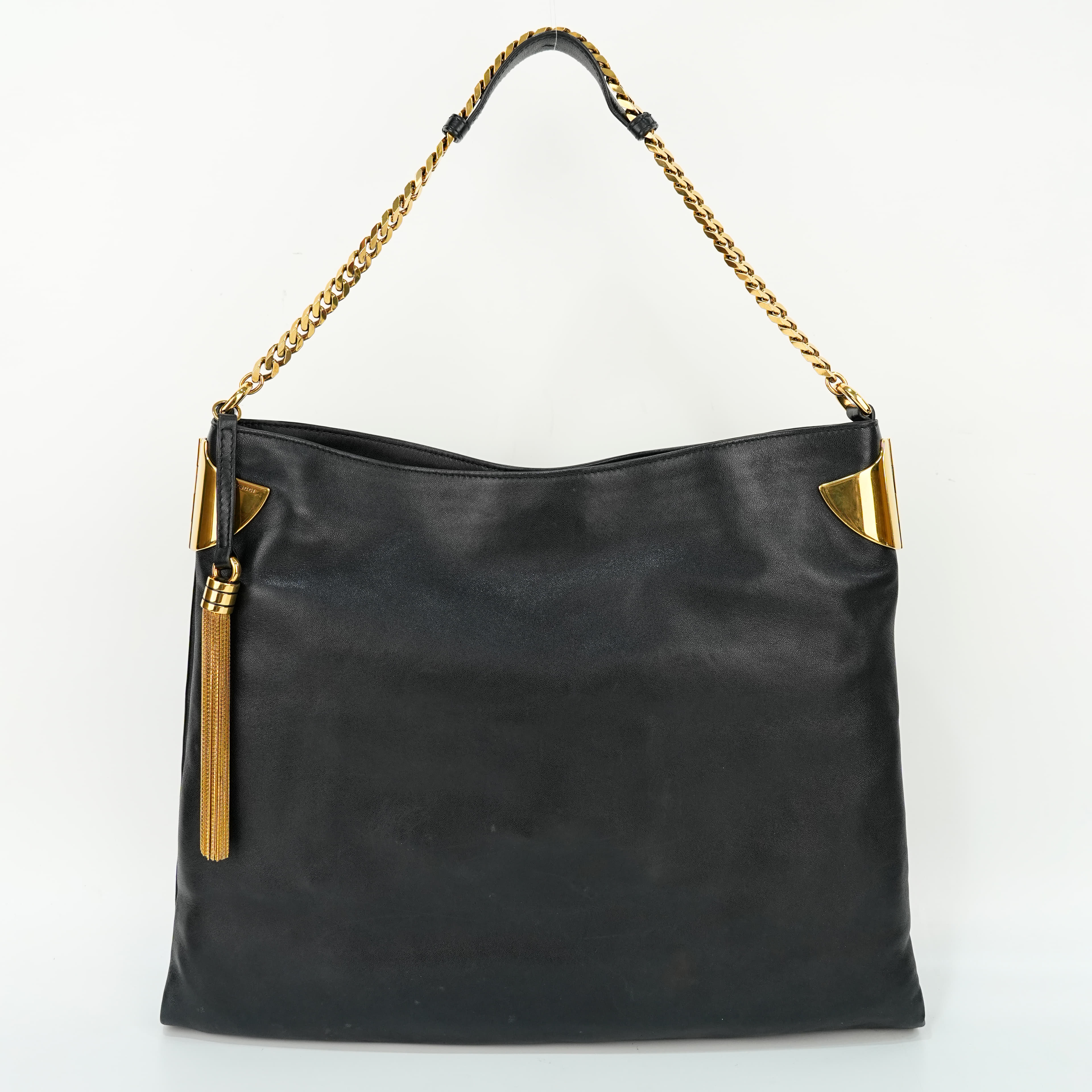 Gucci Black Leather Large Gucci 1970 Shoulder Bag