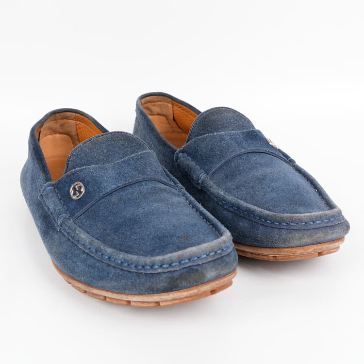 Size 8.5 - Gucci Blue Mens Suede Drivers Loafers-Hover-Image
