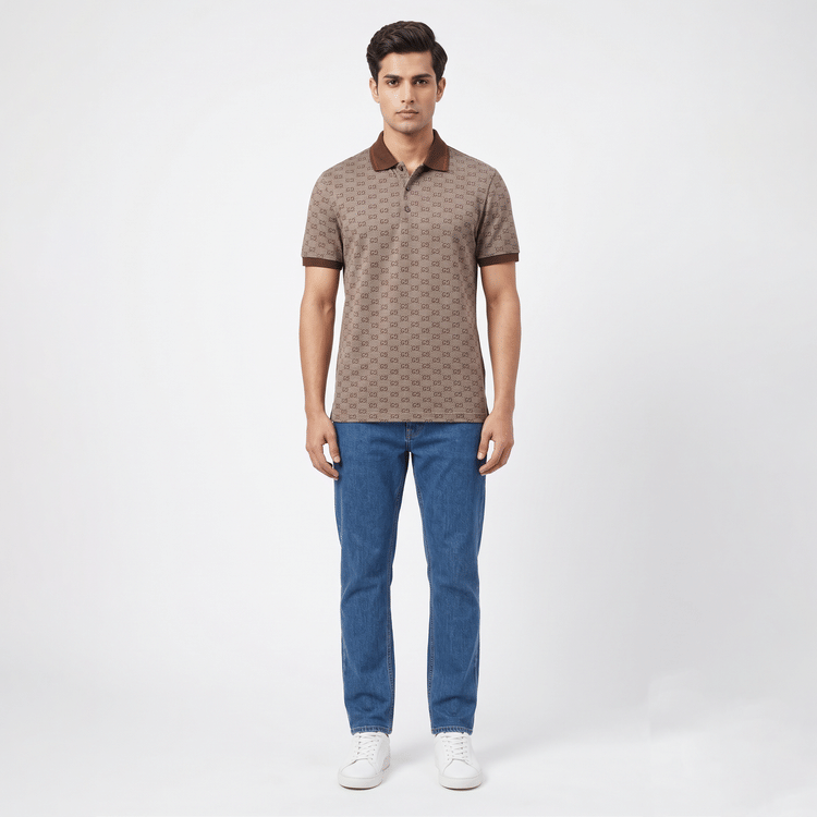 Size S - Gucci Diamante Logo Web Polo T shirt-Hover-Image