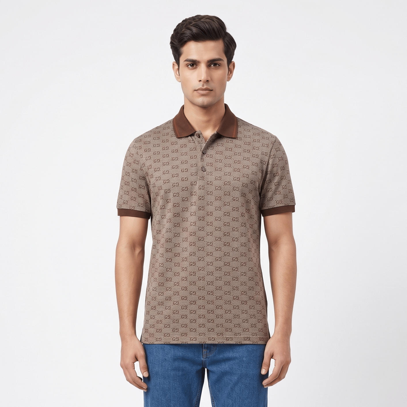 Size S - Gucci Diamante Logo Web Polo T shirt