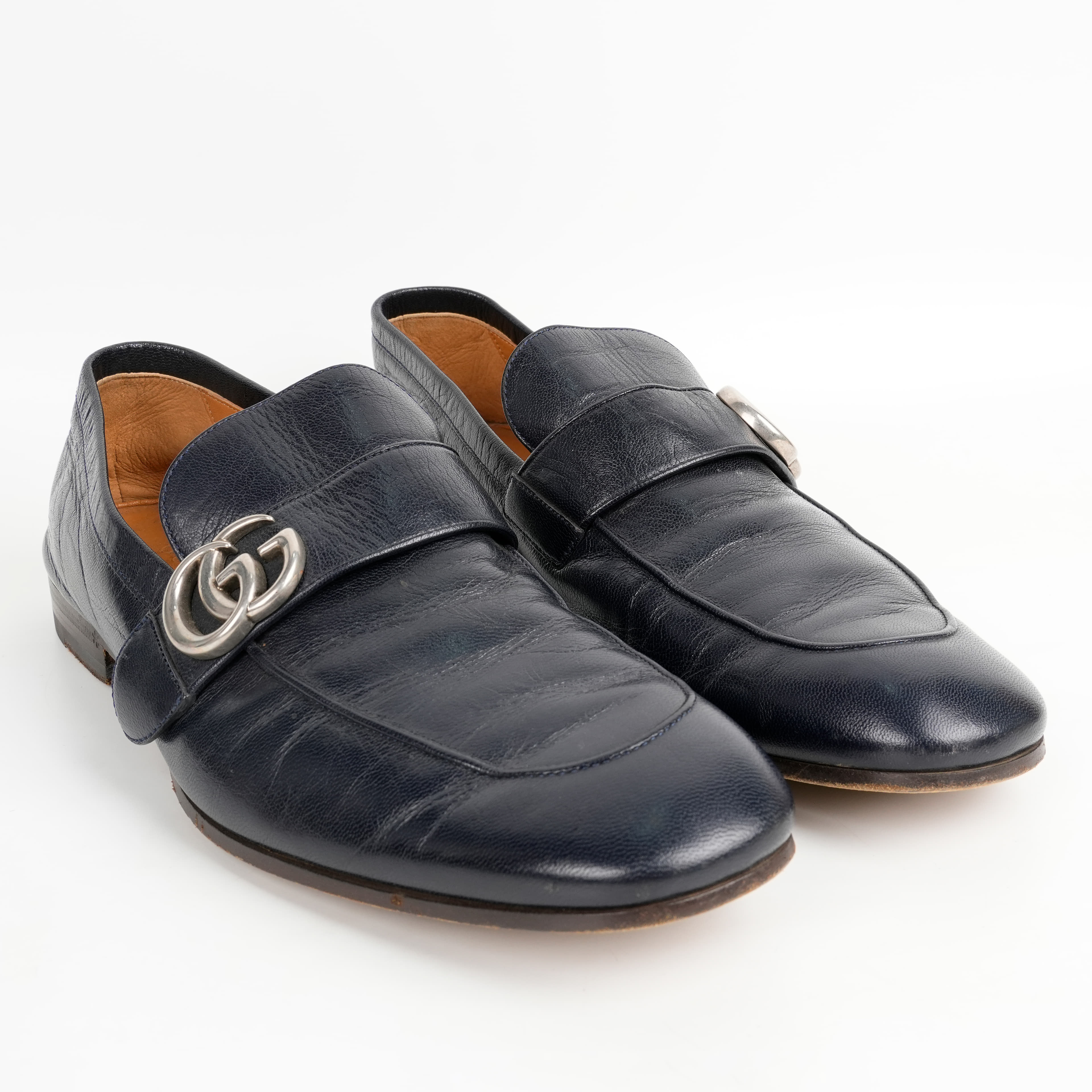 Gucci Donnie GG Navy Leather Loafers