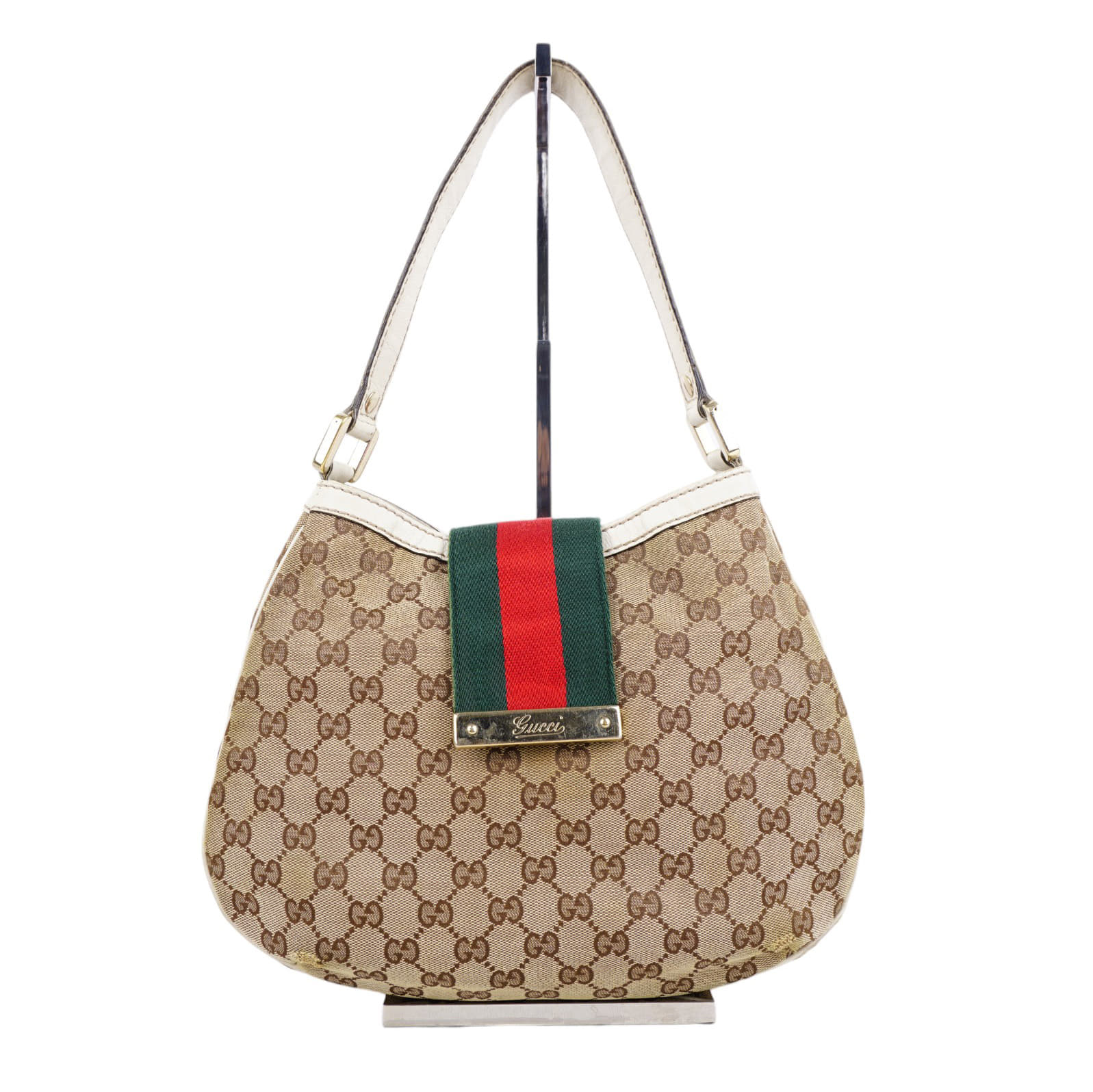 Gucci GG Guccissima Web Hobo Canvas Bag