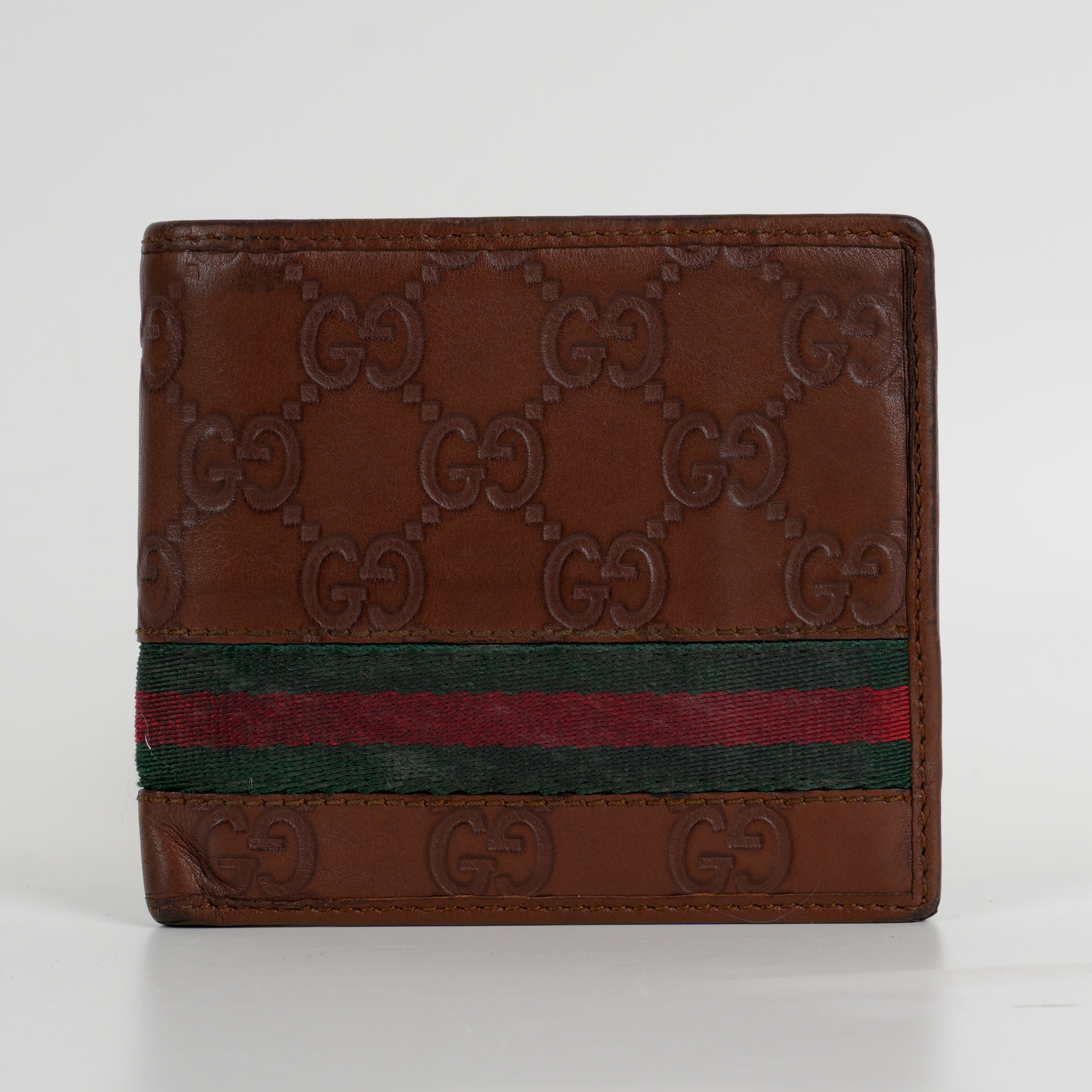 Gucci Brown Guccissima Leather Web Bifold Wallet - Luxepolis India