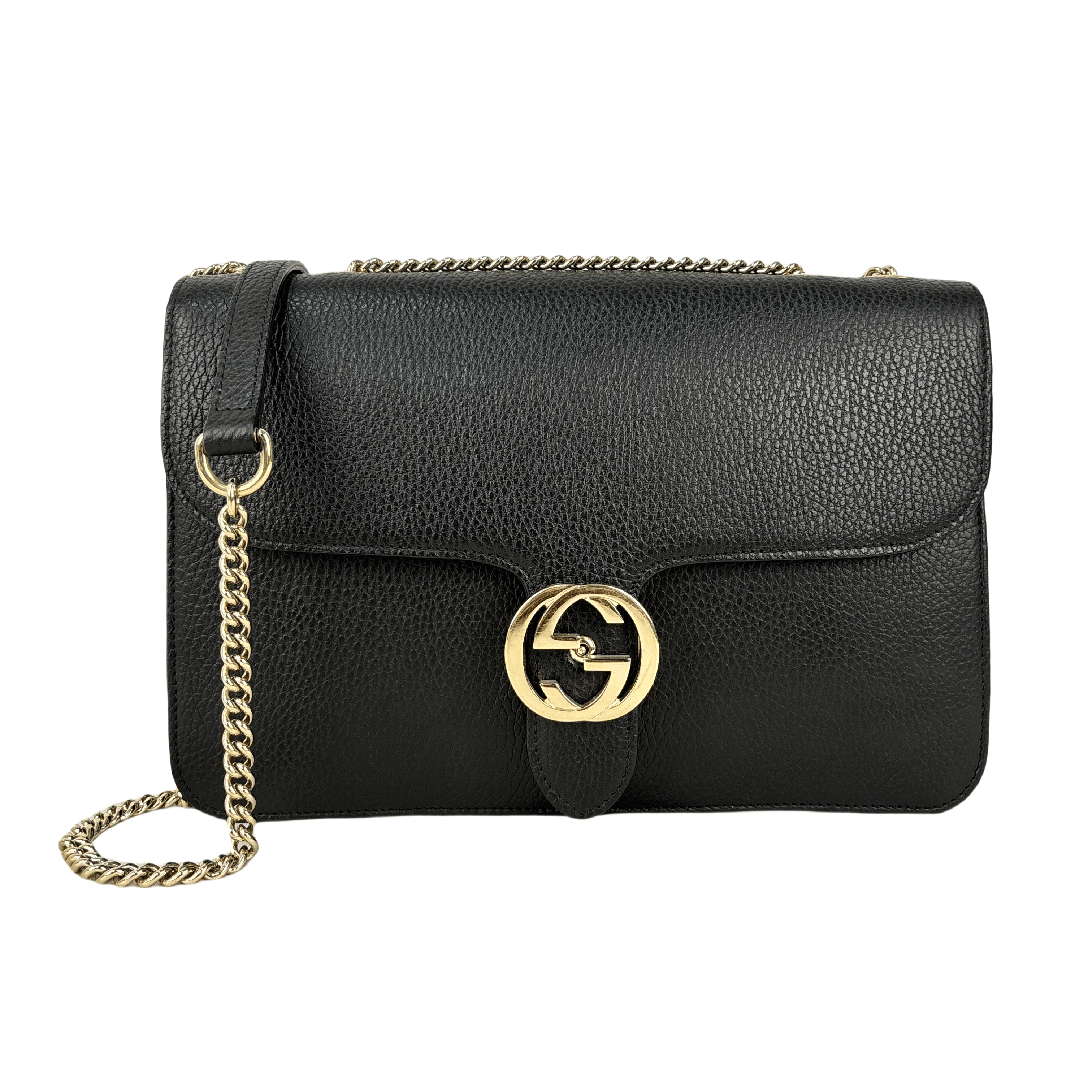 Gucci Interlocking G Pebbled Leather Shoulder Bag