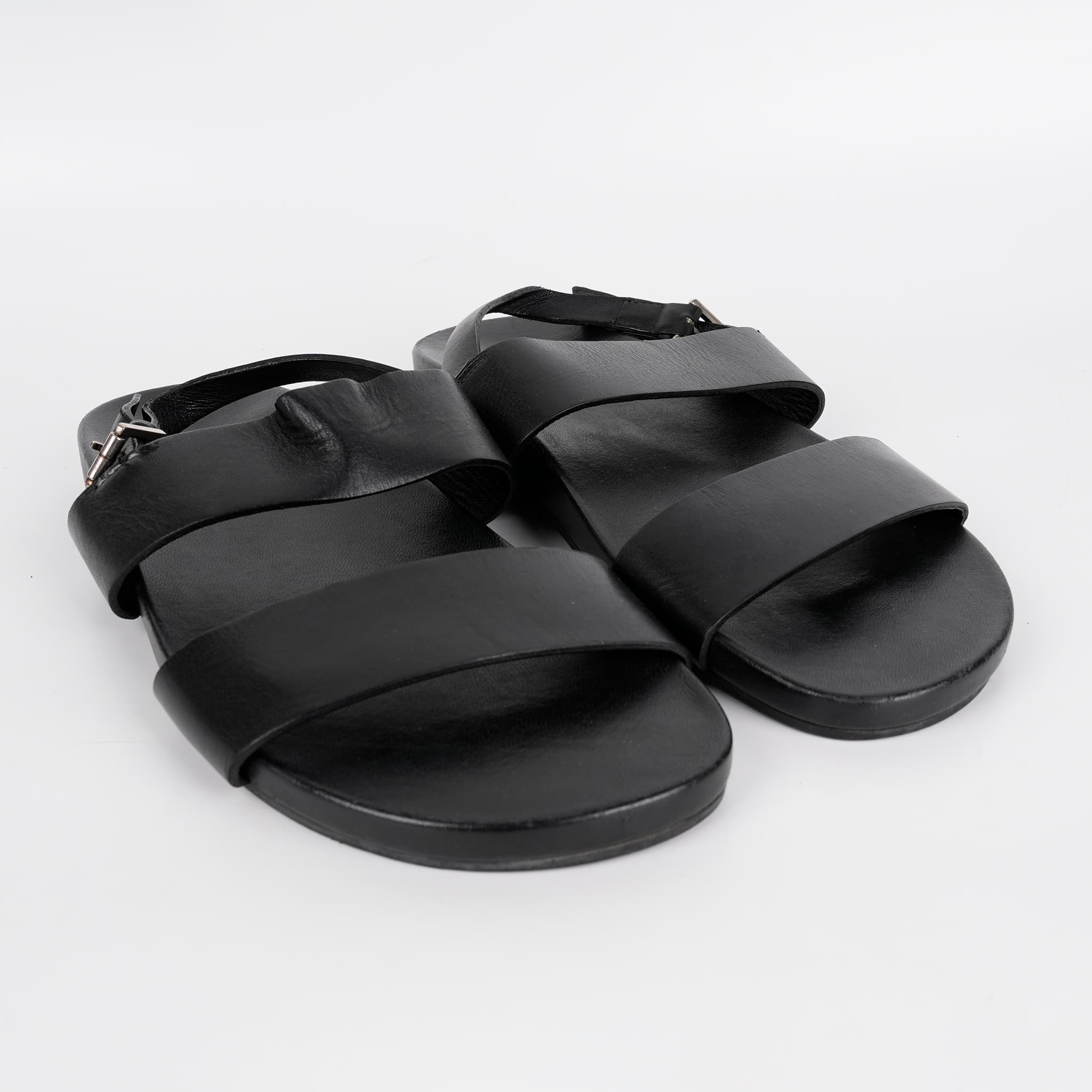 Size 8 - Gucci Mens 368499 Black Leather Sandals