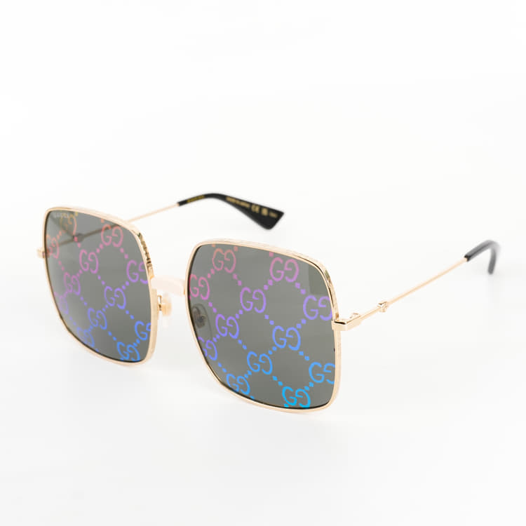 Gucci Multicolor Guccissima Acetate And Gold Metal Tone GG414S Square Sunglasses-Hover-Image