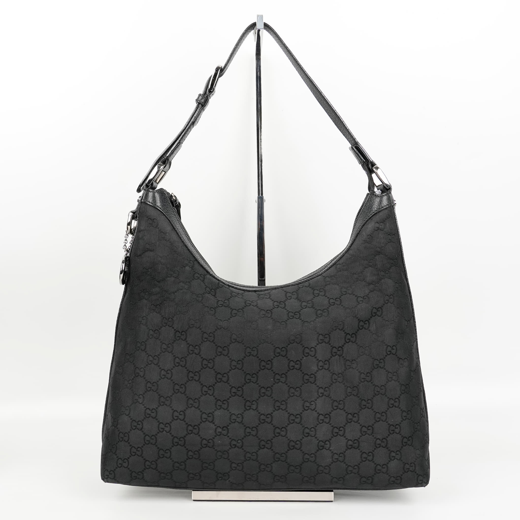 Gucci Black Monogram Nylon Hobo Bag