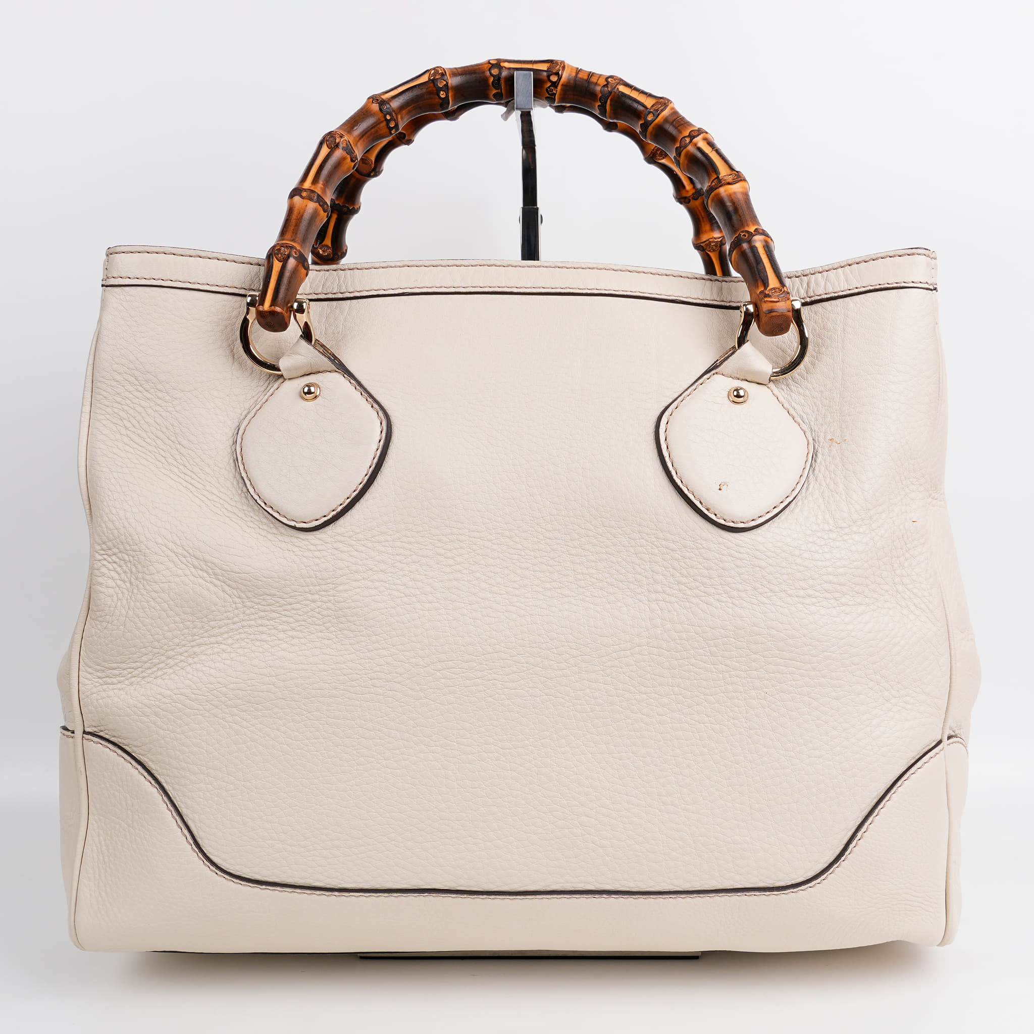 Gucci Off White Leather Bamboo Diana Tote