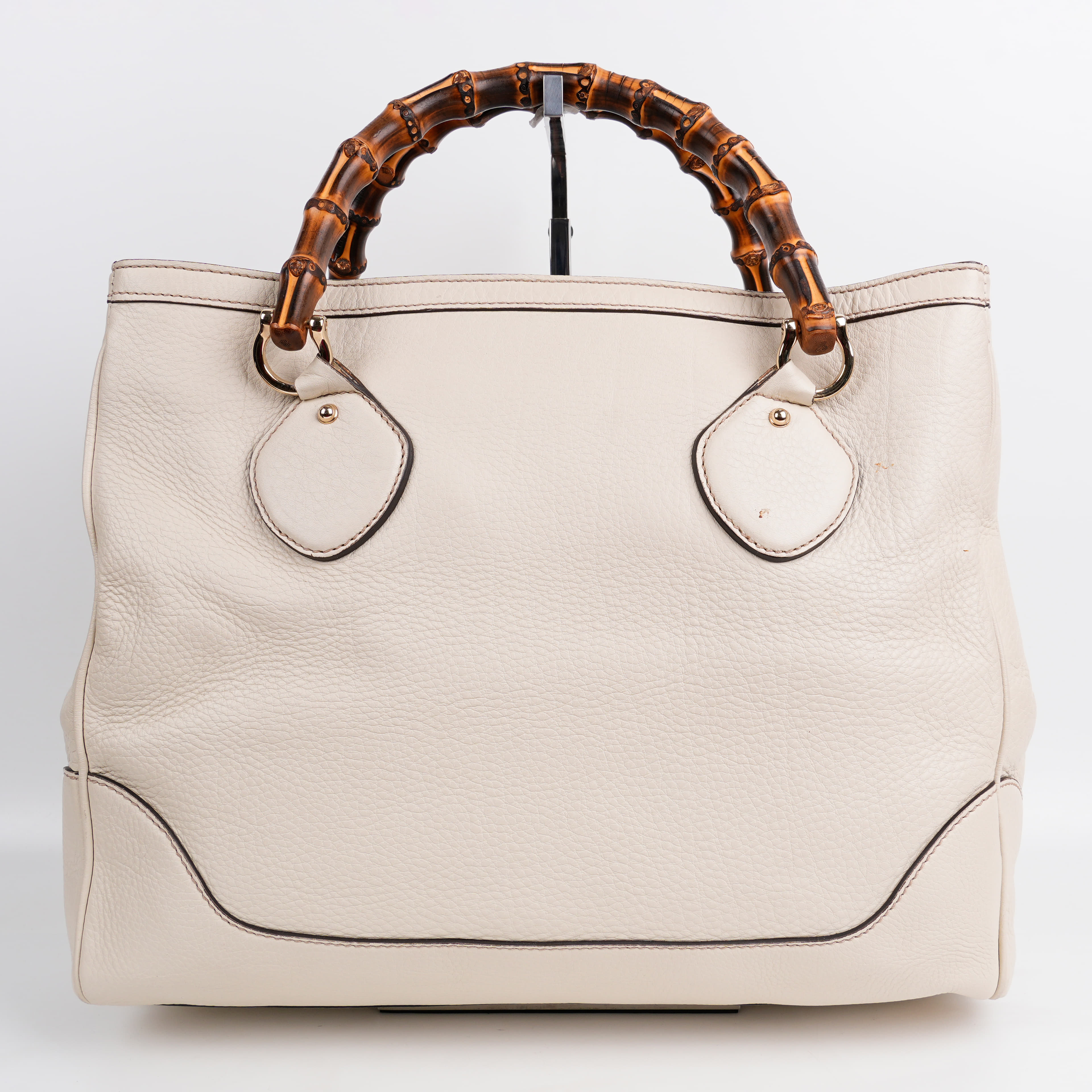 Gucci Off White Leather Bamboo Diana Tote