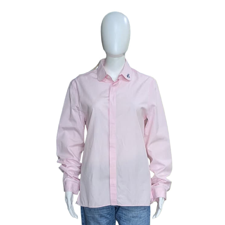 Gucci Rabbit Embroidered Pink Cambridge Shirt-Hover-Image
