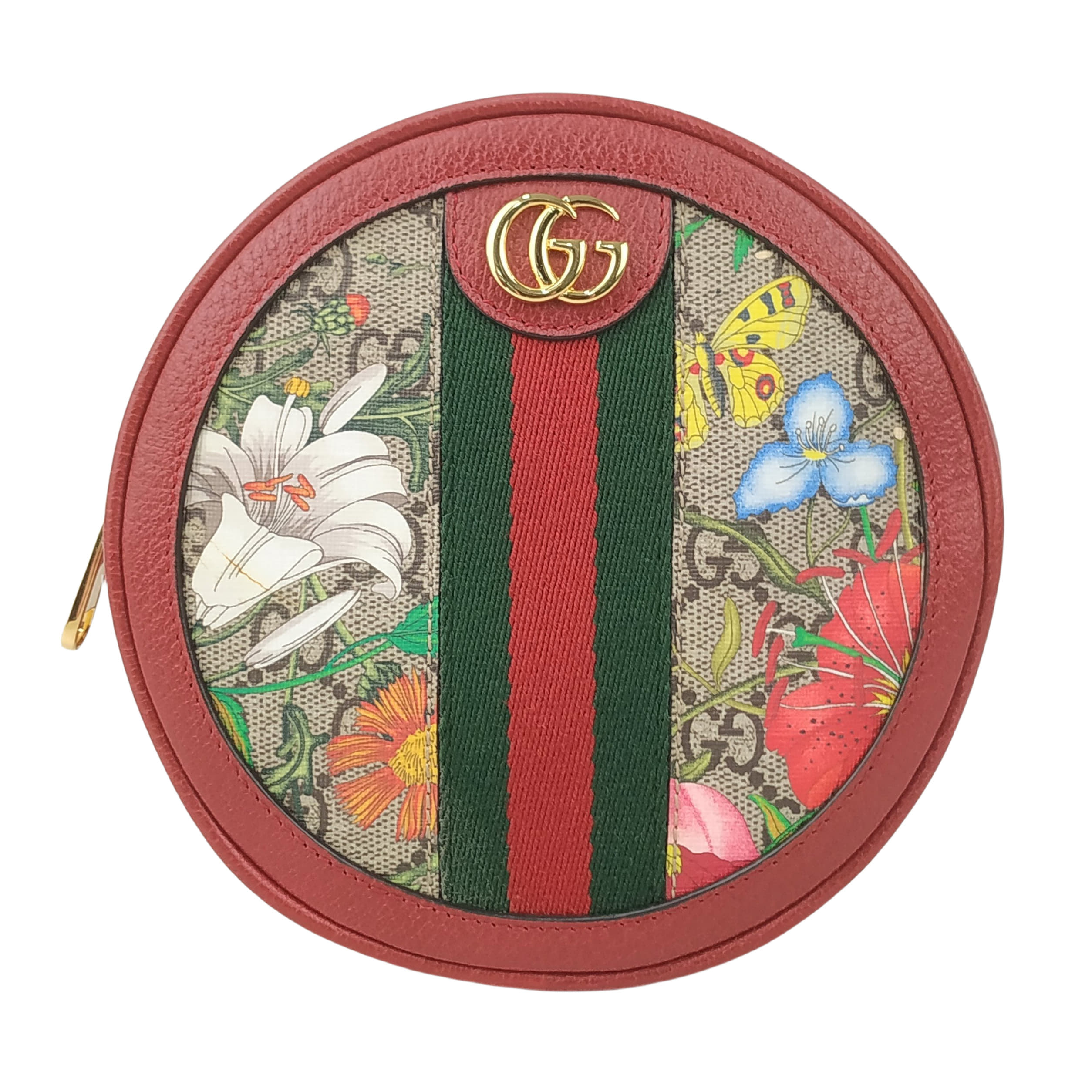 Gucci Red GG Supreme Canvas and Leather Floral Ophidia Backpack
