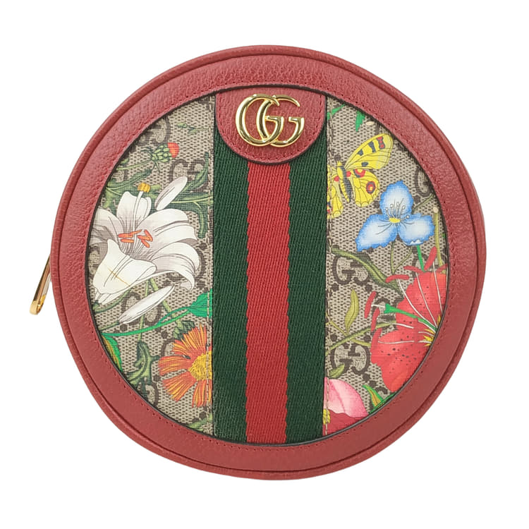 Gucci Red GG Supreme Canvas and Leather Floral Ophidia Backpack-Hover-Image
