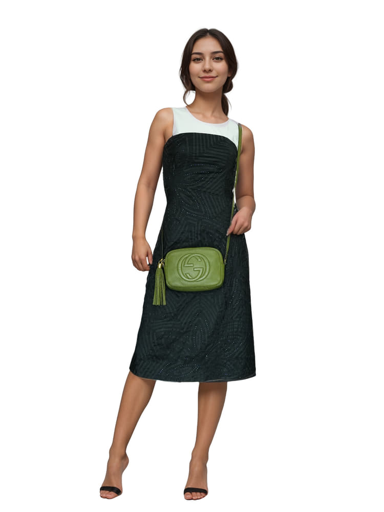 Gucci Soho Small Leather Crossbody Bag In Green Pebbled Leather-Hover-Image