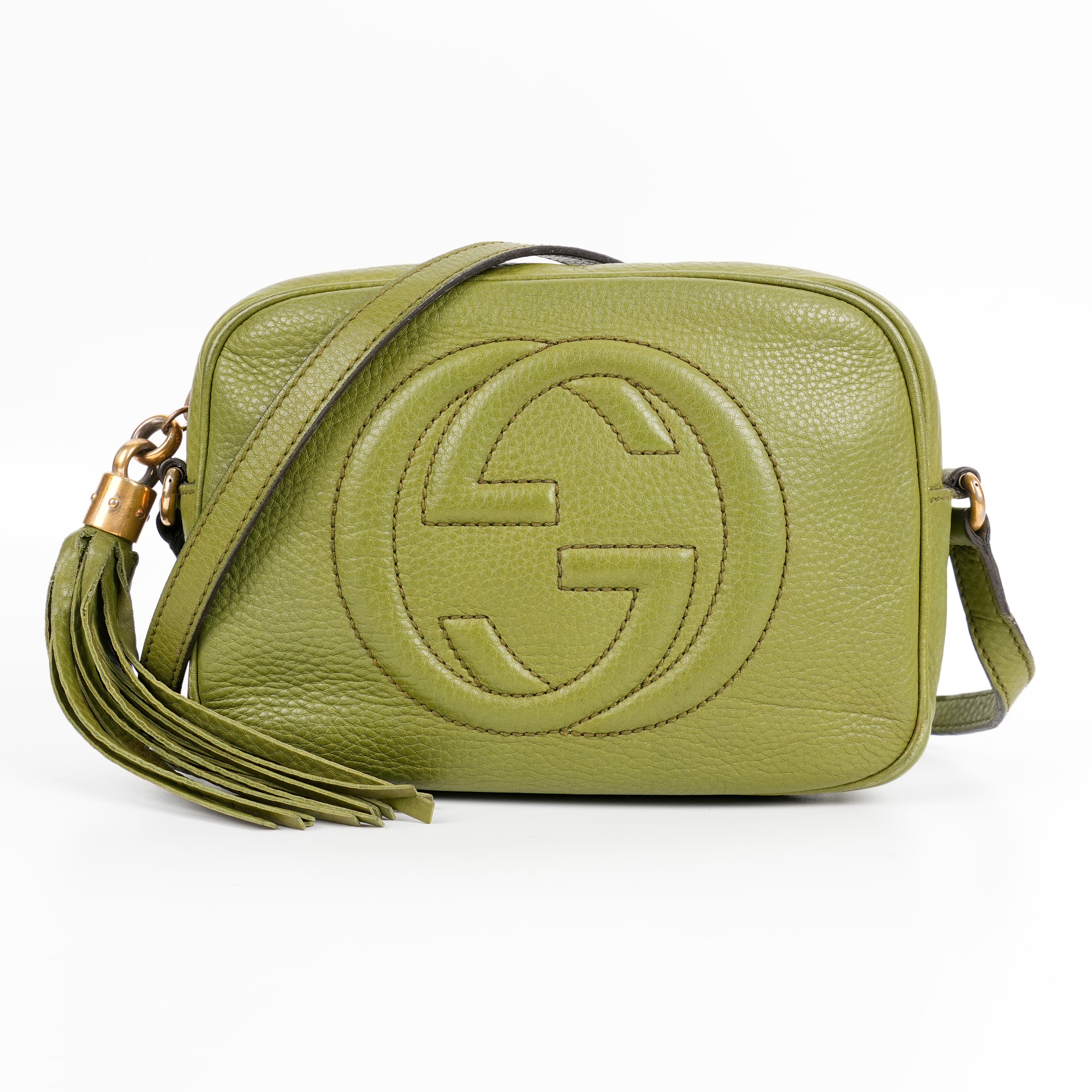 Gucci Soho Small Leather Crossbody Bag In Green Pebbled Leather