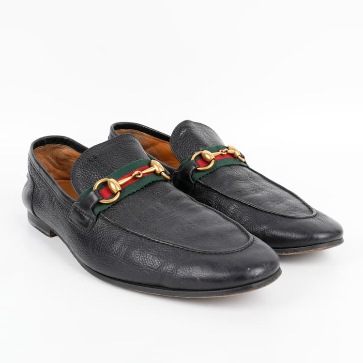 Gucci Web Horsebit Black Leather Loafer-Hover-Image