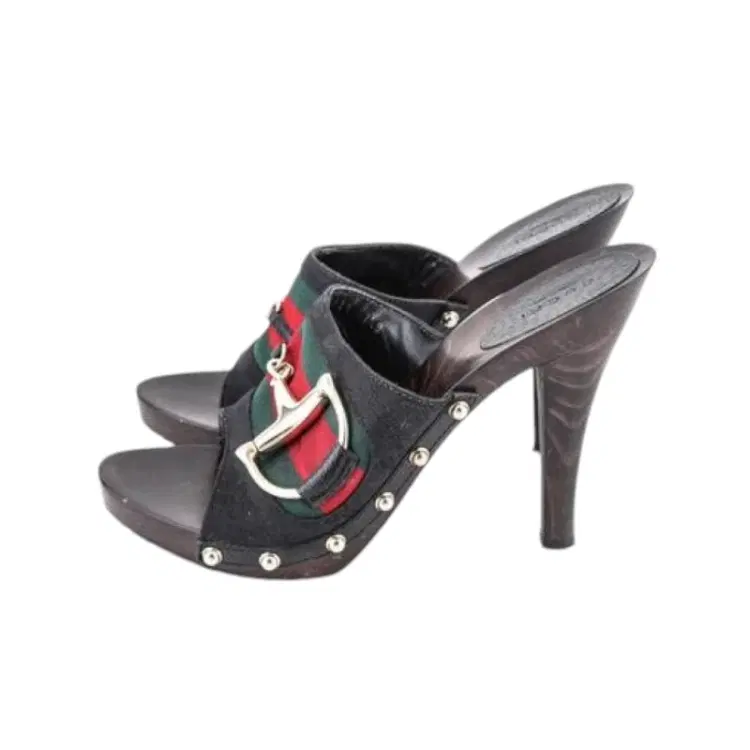 Gucci GG Canvas Web Horsebit Wood Sandals-Hover-Image
