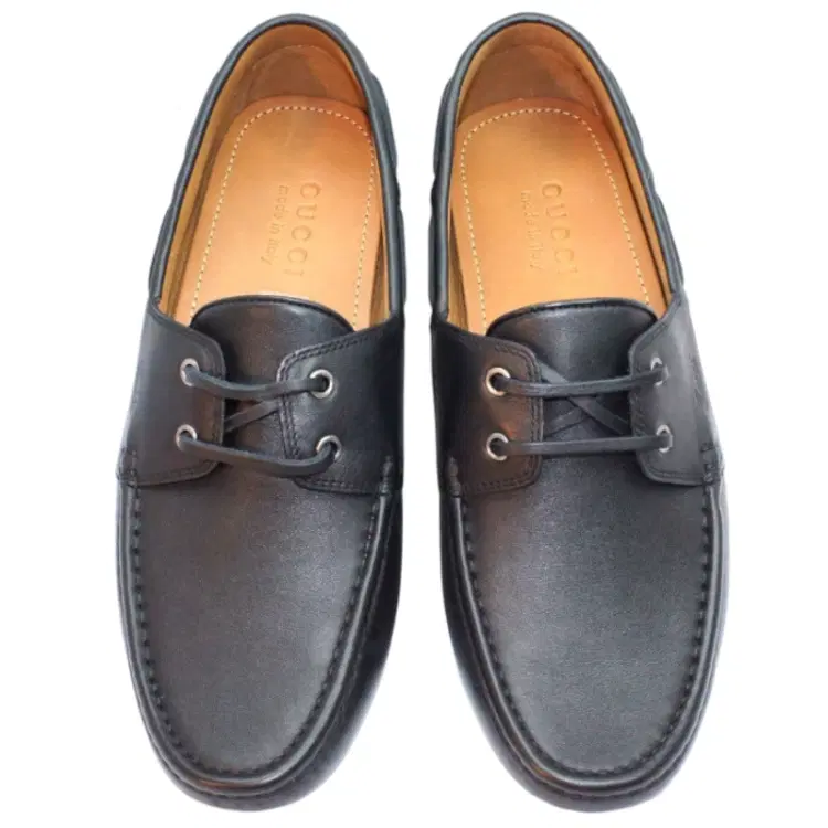Gucci Black Mens Leather Lace-up Driver-Hover-Image