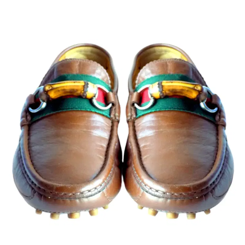 Gucci Horsebit Leather Damo Web Bamboo Driver Loafers