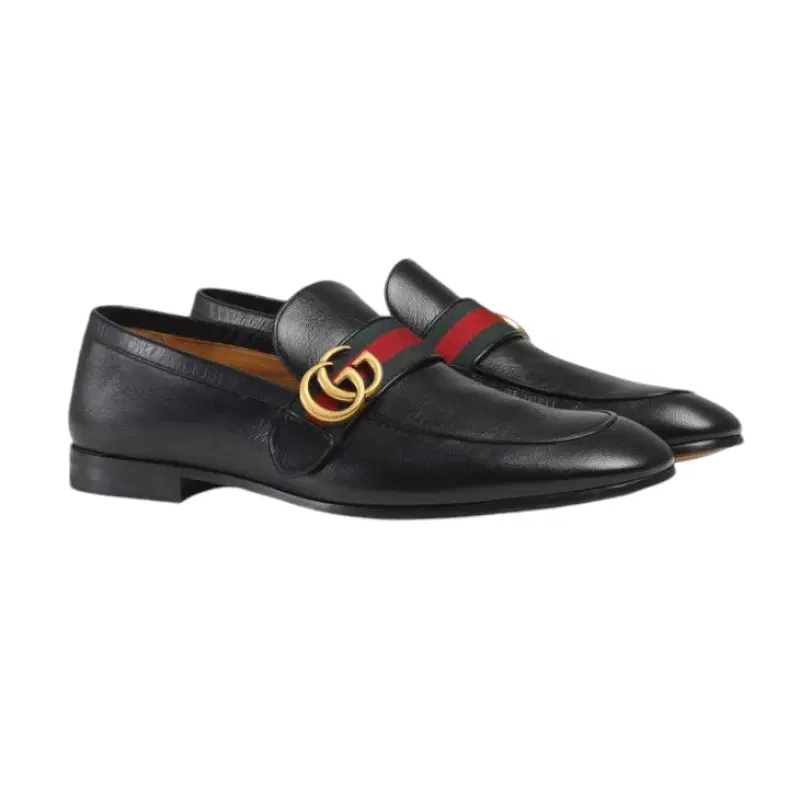 Gucci GG Web Black Leather Loafer